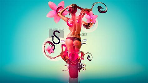 moto sex girl fantasy pink style flower 2013 hd wallpapers design by tony kokhan [ el tony