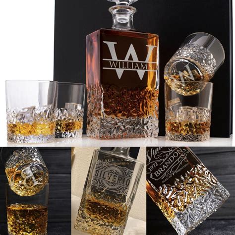 Personalized Whiskey Decanter Set With T Box Option Etsy