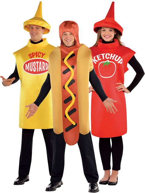 adults american food costume hot dog sauce fancy dress mens ladies