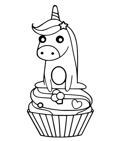 cute unicorn cake coloring page  print  color