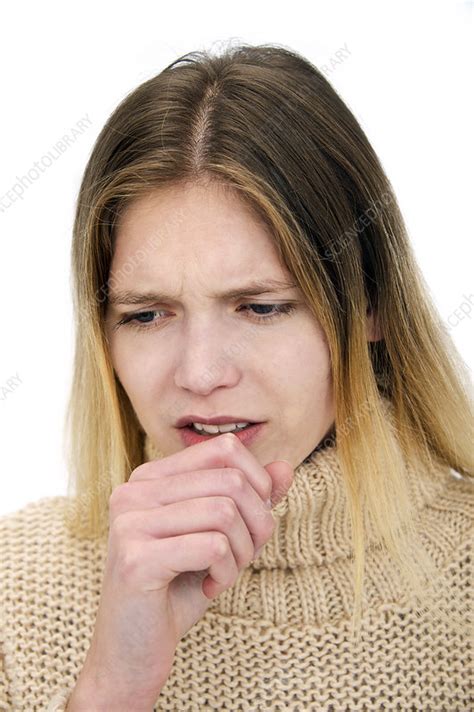 Woman Coughing Stock Image F011 7310 Science Photo Library