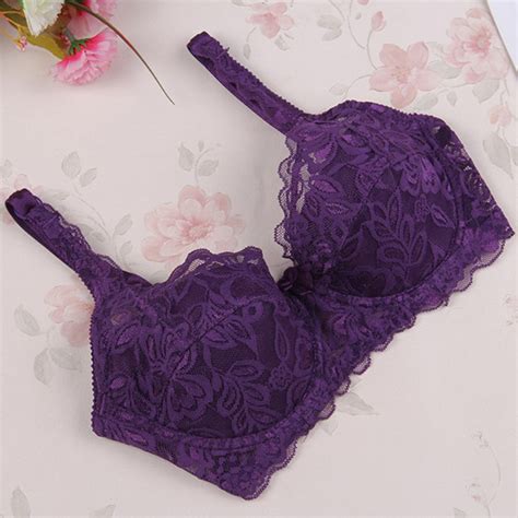 sexy floral lace padded bra thin push up bras for women adjuted