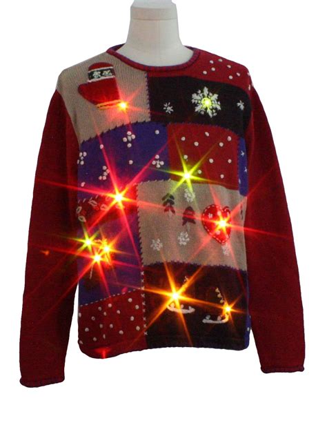 ugly lightup christmas sweater classic elements unisex red