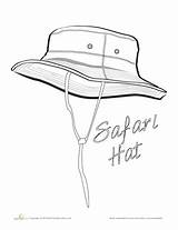Safari Hat Coloring Pages Worksheets Education Hats Learning sketch template