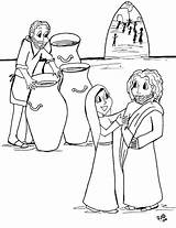 Coloring Jesus Wine Water Into Turns Pages Crafts Cana Wedding Sunday School Bible Clipart Kids Story Para Children Colorear John sketch template