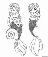 Soeurs Sirenes Sister Douces Sirene Gratuit Mermaids sketch template