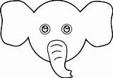 Elephant Coloring Face Cartoon Pages Mask Template Clipart Traceable Animal Clip Print Cute Baby Sheets Choose Board sketch template