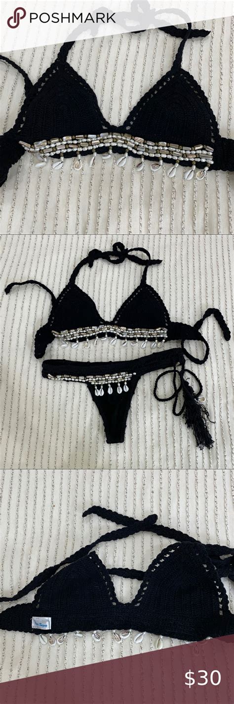 Andi Bagus Black Seashell Bikini Top Black Black Bikini Tops