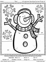 Color Math Coloring Winter Multiplication Grade Pages Code Snowflake Printables Maths Worksheets Solutions Numbers Snowman 1st Puzzles Teacherspayteachers Sold Second sketch template