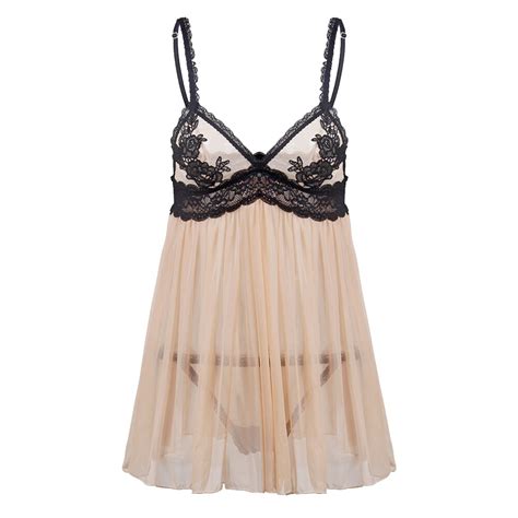 sexy lace embroidered see through harness nightdress sleepwear lingerie