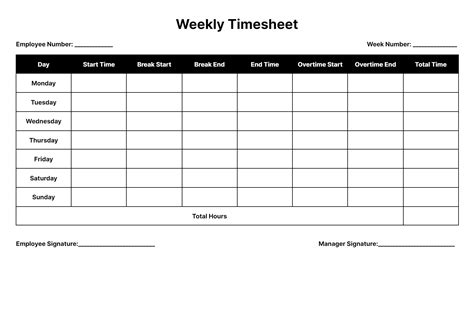 timesheet templates  print