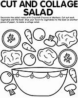 Coloring Pages Salad Fruit Food Activity Cutting Kids Girl Printable Plate Scout Color Cut Healthy Nutrition Vegetables Sheet Eating Activities sketch template