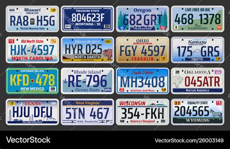 car number plates license registration  usa vector image