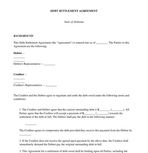 debt settlement agreement letter template onvacationswallcom