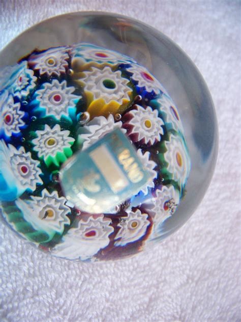 Vintage Murano Art Glass Multi Color Millefiori Paperweight With