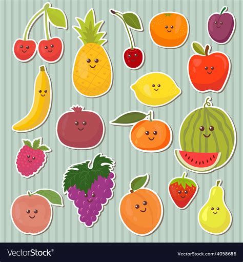 cute cartoon fruits healthy food royalty  vector image
