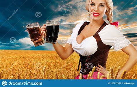 Beer Party Oktoberfest Woman Waitress In Munich