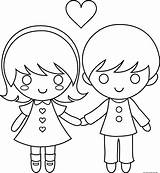Coloring Couple Pages Valentine Kids Print Cartoon Valentines Printable Happy Color Girls Februar Little Freekidscoloringpage Book Popular sketch template