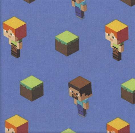 minecraft mobs  blue video game quilting fabric find  fabric