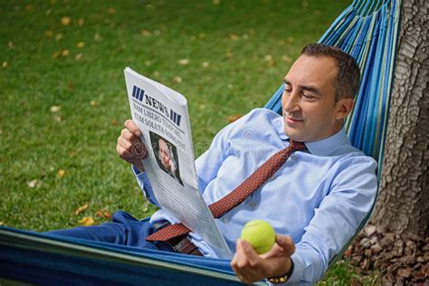 Cheerful Man Relaxing After Work Stock Image Image Of Laziness