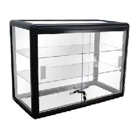 Glass Countertop Display Black Case With Front Lock