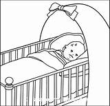 Crib Coloring Cradle Lying Clipground sketch template