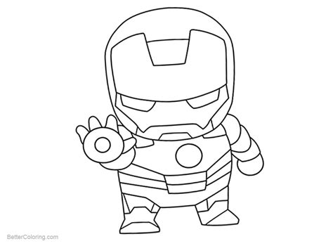 chibi iron man coloring pages lineart  printable coloring pages