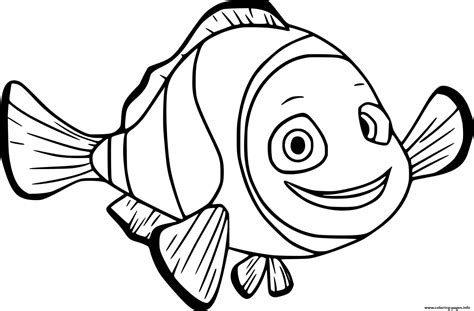 smiling clownfish coloring page printable