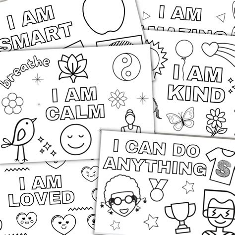 affirmation colouring sheets printable etsy