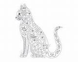 Cat Coloring Paisley sketch template
