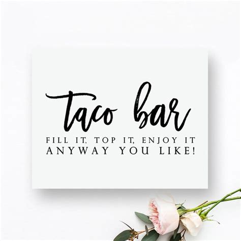 printable taco bar sign taco bar printable taco bar wedding etsy