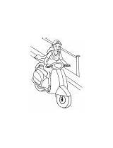 Scooter Coloring Driving Lady Old sketch template