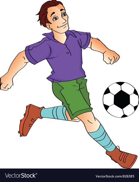 cartoon boy footballer kick royalty  vector image