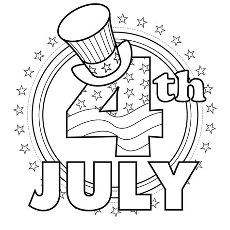 fourth  july hat  stars fireworks coloring page  kids