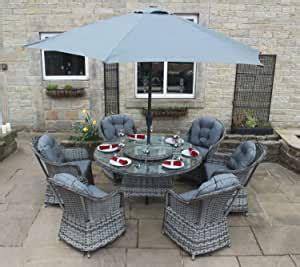 pkl leisure grey rattan garden furniture  seat  dining set