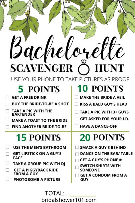 bachelorette scavenger hunt game bridal shower