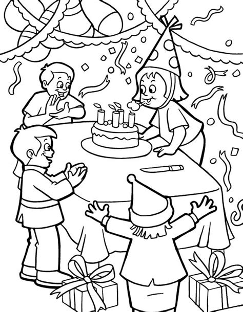 birthday party coloring page  printable coloring pages  kids