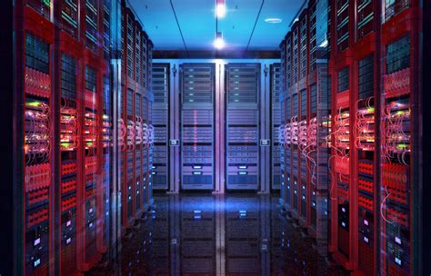 data center  server racks  working server room  rows  supercomputers  concept