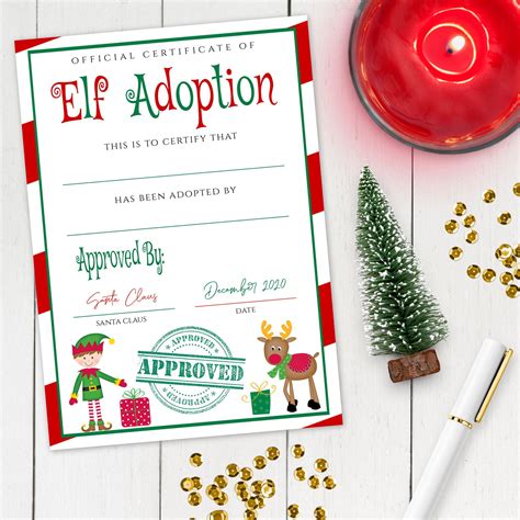 printable elf adoption certificate printable templates
