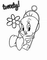 Tweety Sylvester Printable Looney Tunes Procoloring Swing Drawing sketch template