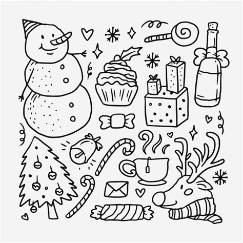 premium vector collection  hand drawn christmas holiday doodle
