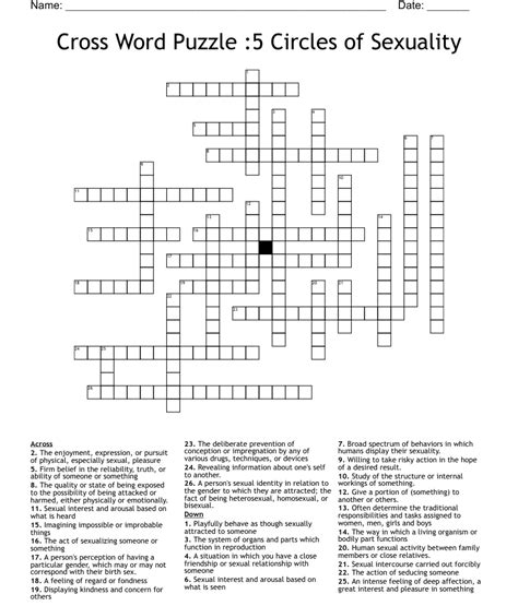 cross word puzzle 5 circles of sexuality wordmint