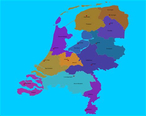 grote kaart provincies van nederland en hoofdsteden kaarten aardrijkskunde nederland