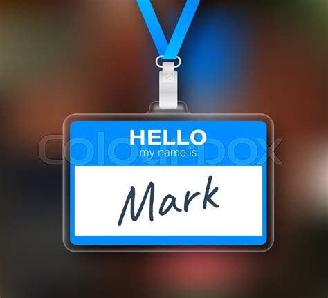 Blue Hello My Name Is Label Sticker On Stock Vector