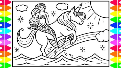 mermaid  unicorn coloring pages plorajersey