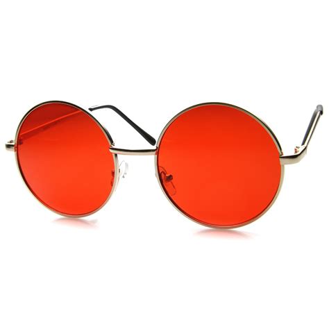 womens metal round sunglasses with uv400 protected composite lens