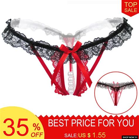 Luckymily Lace Women Thongs And G Strings Sexy Pearls Tanga Women Sexy