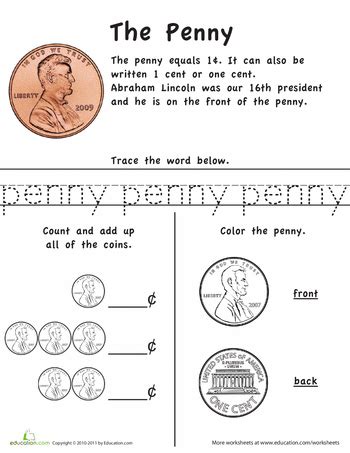 printable coin worksheets