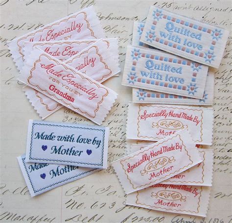 labels  handmade items  pieces embroidered labels