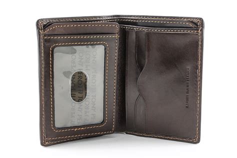 mens leather bifold wallet  id window literacy basics